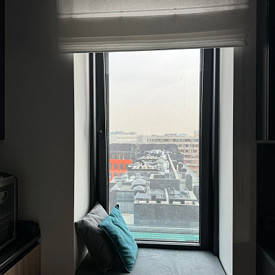 Серый матрас, серые и зеленые подушки на подоконник от фабрики Гливер. Отзыв клиент. 5 звезд. 